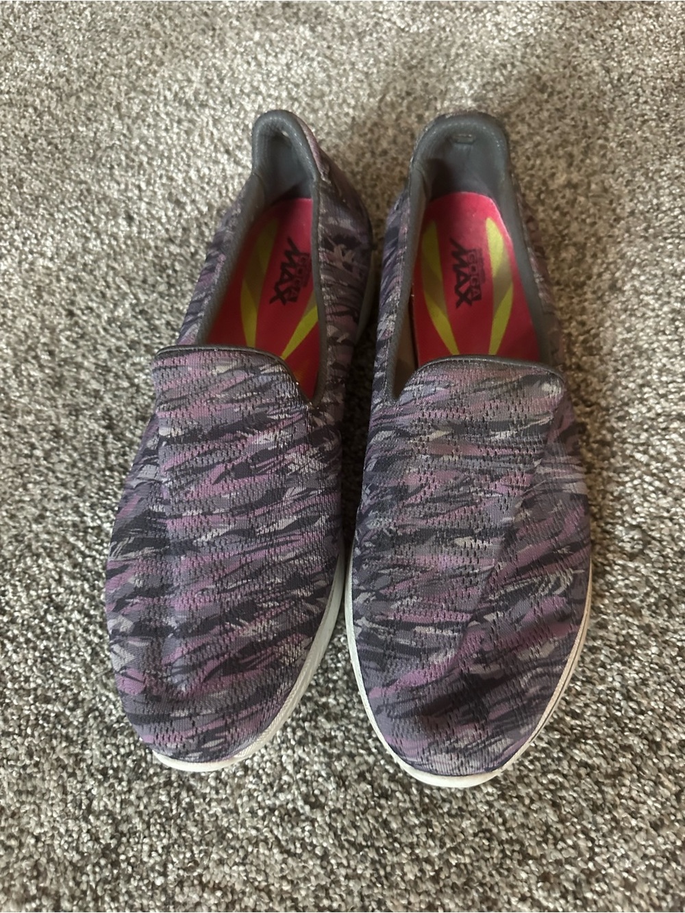 Skechers Slip-On Knit Sneakers in Purple and Gray